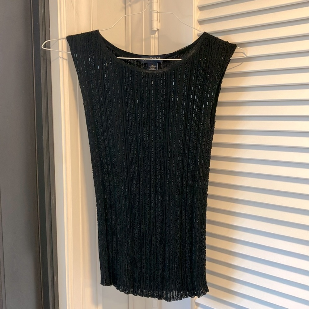Ann Taylor sleeveless sequin black top.